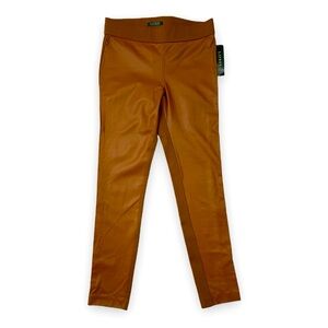 Trendy Faux Leather Panel Ponte Legging Pant